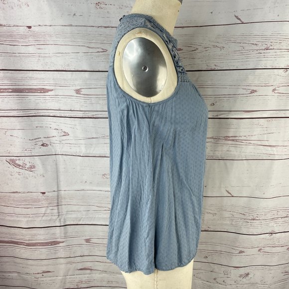 Knox Rose Women's Blue Embroidered Yoke Tank Top Size XS - Picture 6 of 11